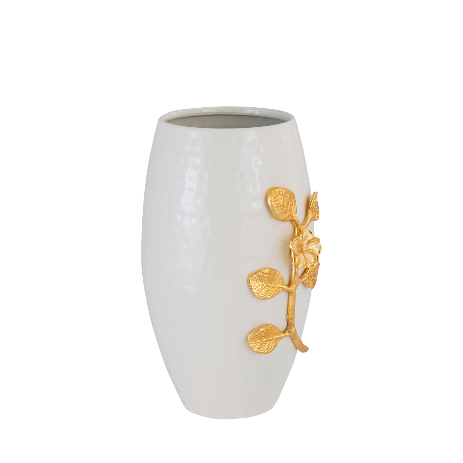 Decowill Brass Flower Vase White | Dholak Flower Vase | Flower Pot for Home Decoration photo 4