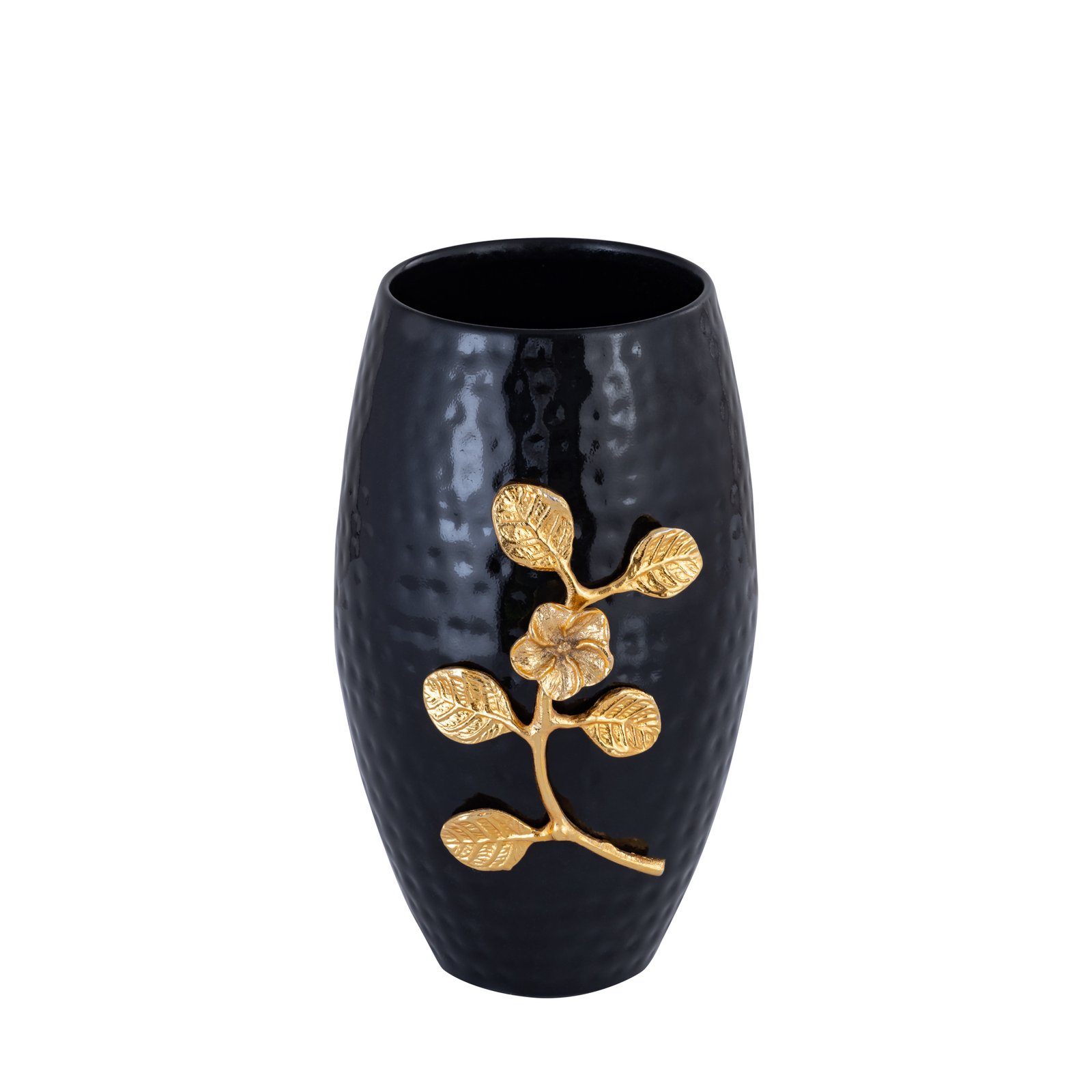 Decowill Brass Flower Vase Black Dholak Shape | Flower Pot for Home Decoration | Wt - 970g photo 3