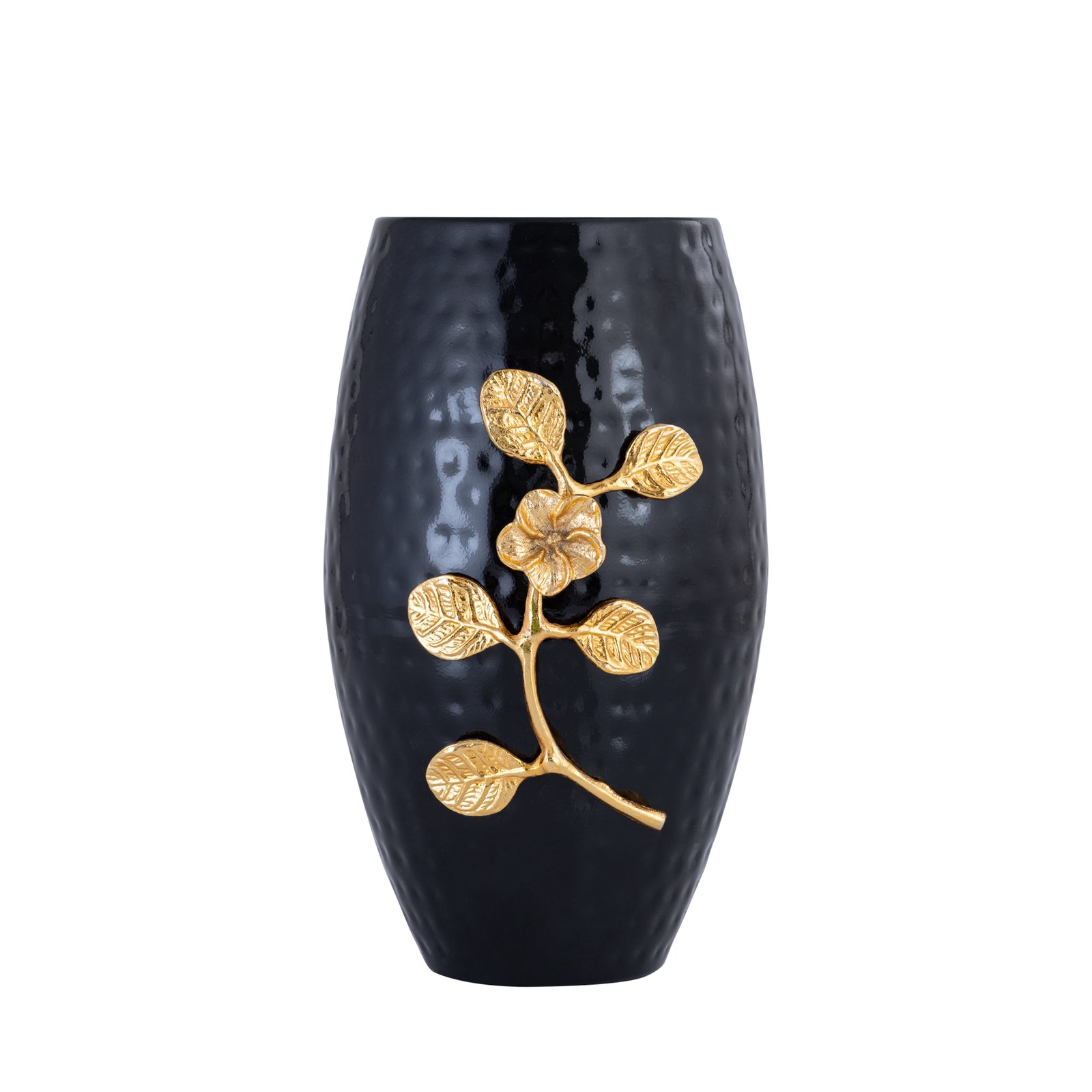 Decowill Brass Flower Vase Black Dholak Shape | Flower Pot for Home Decoration | Wt - 970g photo 5