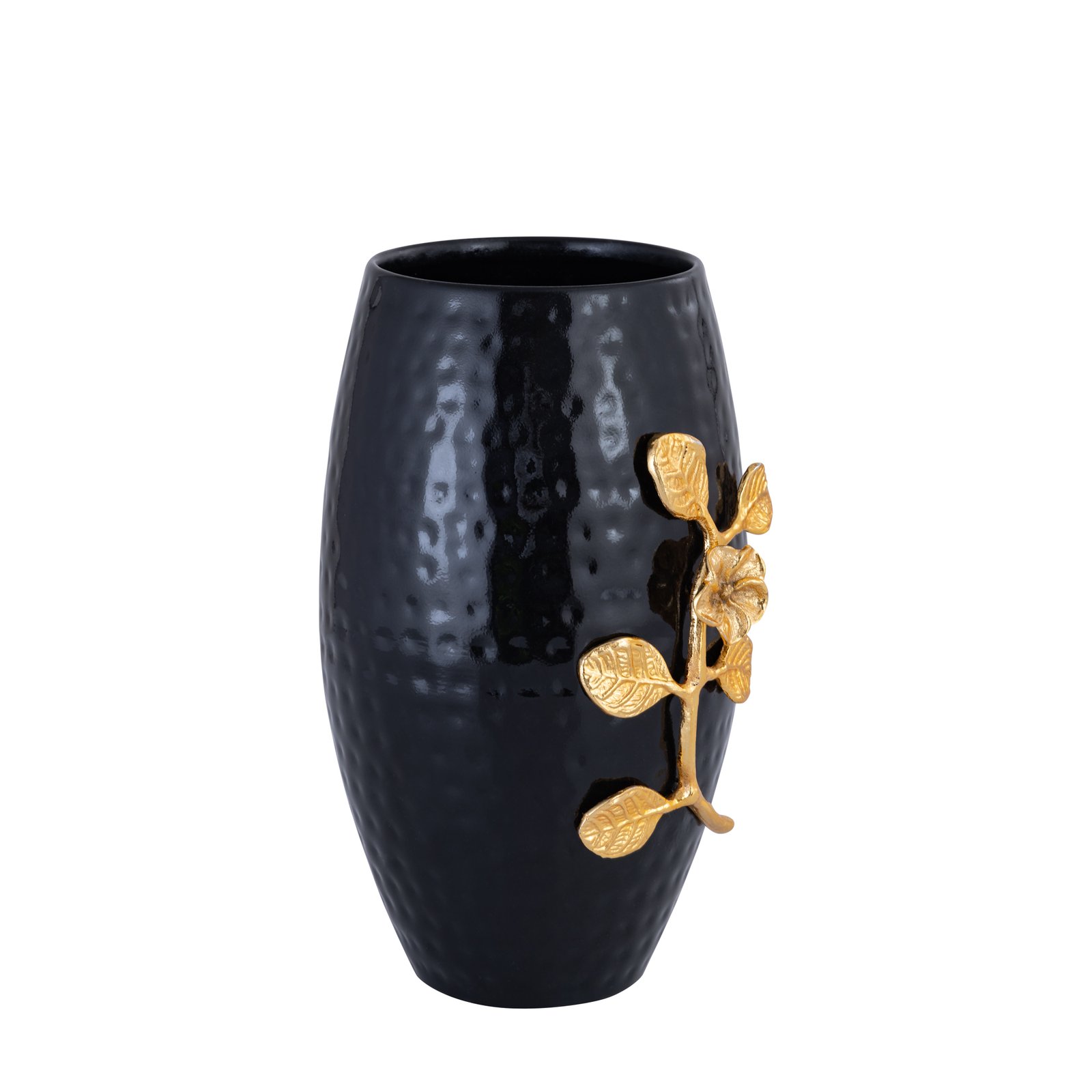 Decowill Brass Flower Vase Black Dholak Shape | Flower Pot for Home Decoration | Wt - 970g photo 4