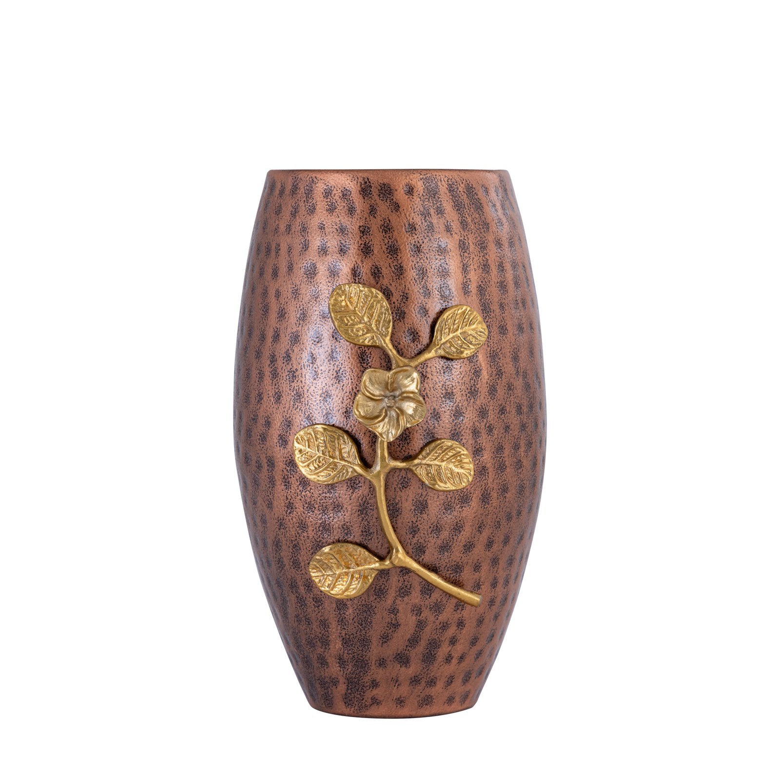 Decowill Brass Flower Vase Copper Dholak Shape | Flower Pot for Home Decoration | Wt - 970g photo 5