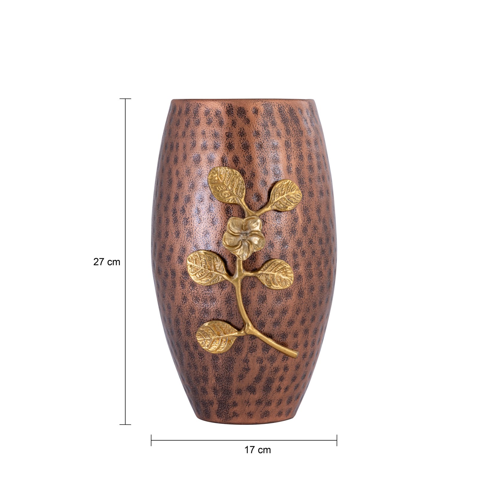 Decowill Brass Flower Vase Copper Dholak Shape | Flower Pot for Home Decoration | Wt - 970g photo 2