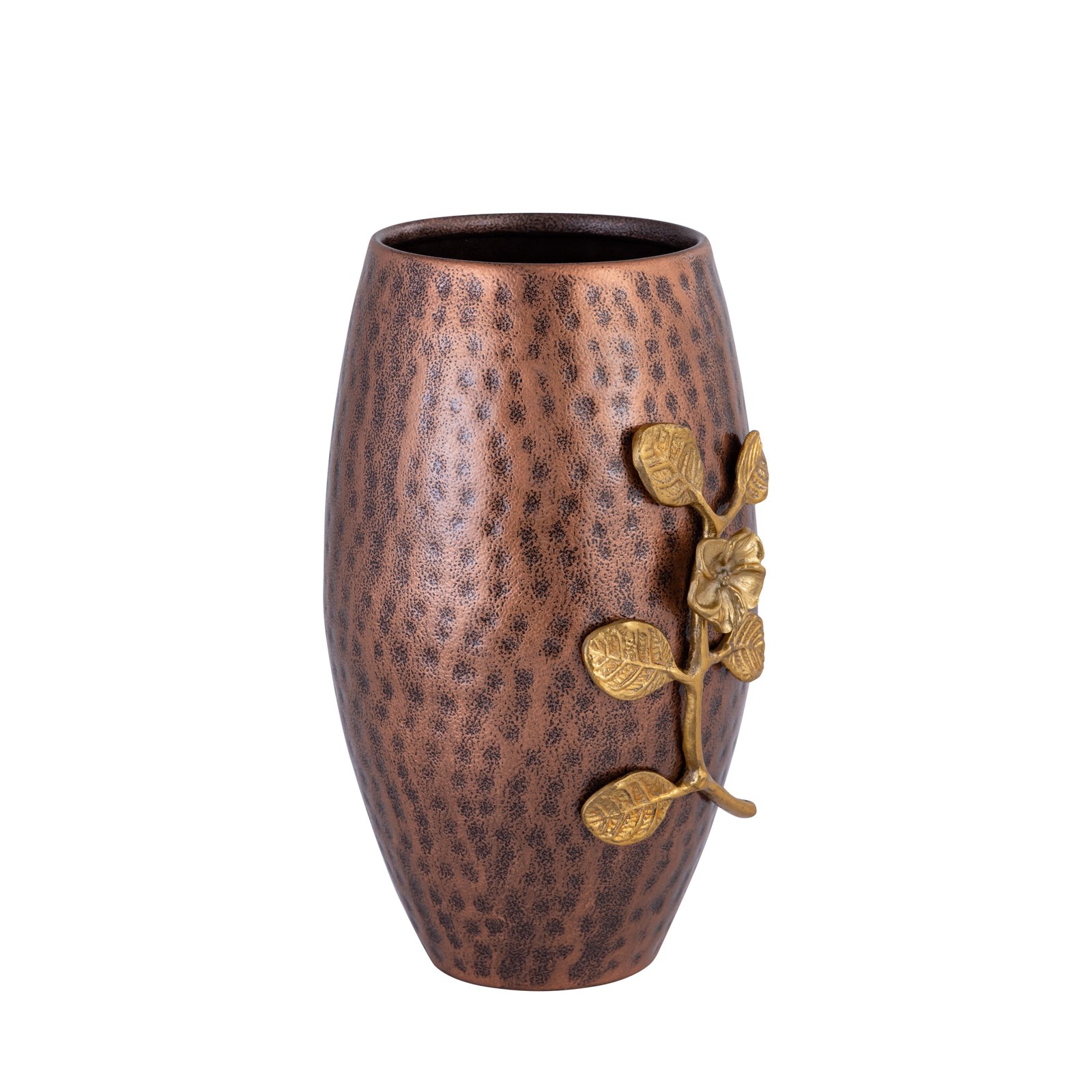 Decowill Brass Flower Vase Copper Dholak Shape | Flower Pot for Home Decoration | Wt - 970g photo 4