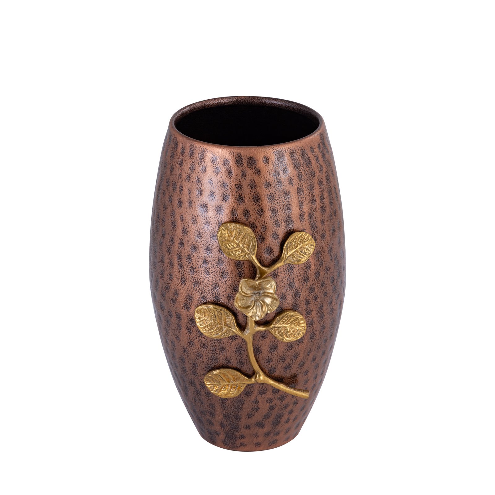 Decowill Brass Flower Vase Copper Dholak Shape | Flower Pot for Home Decoration | Wt - 970g photo 3