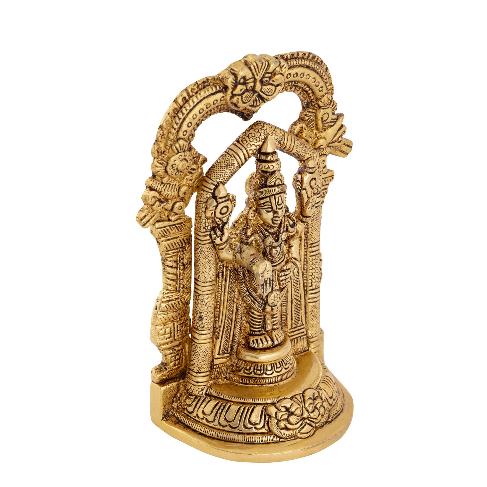 Decowill Brass Tirupati Balaji Idol | Lord Venkateshwara Idol | Gold Color | Wt - 1KG | 14x12x2 cm photo 5