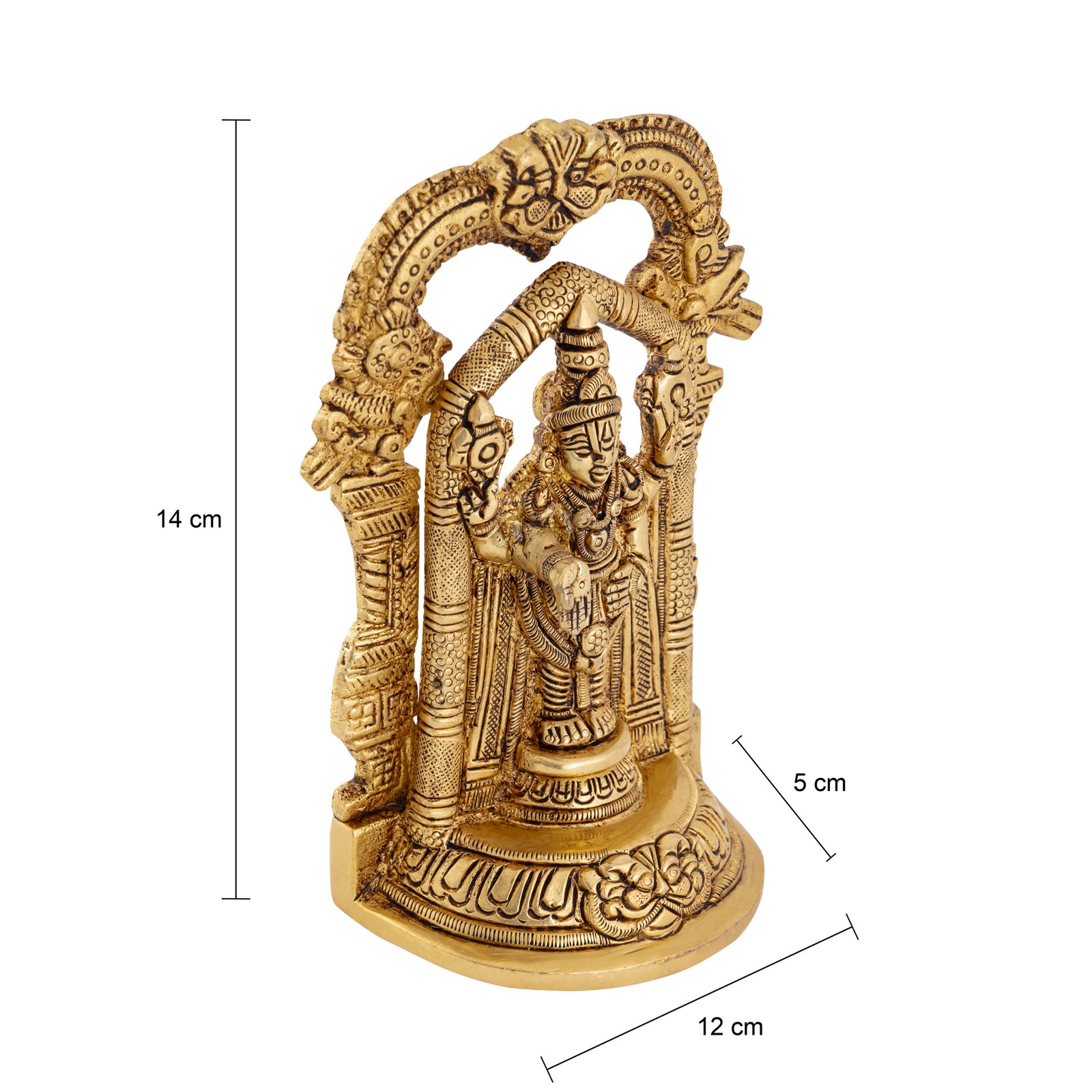 Decowill Brass Tirupati Balaji Idol | Lord Venkateshwara Idol | Gold Color | Wt - 1KG | 14x12x2 cm photo 2