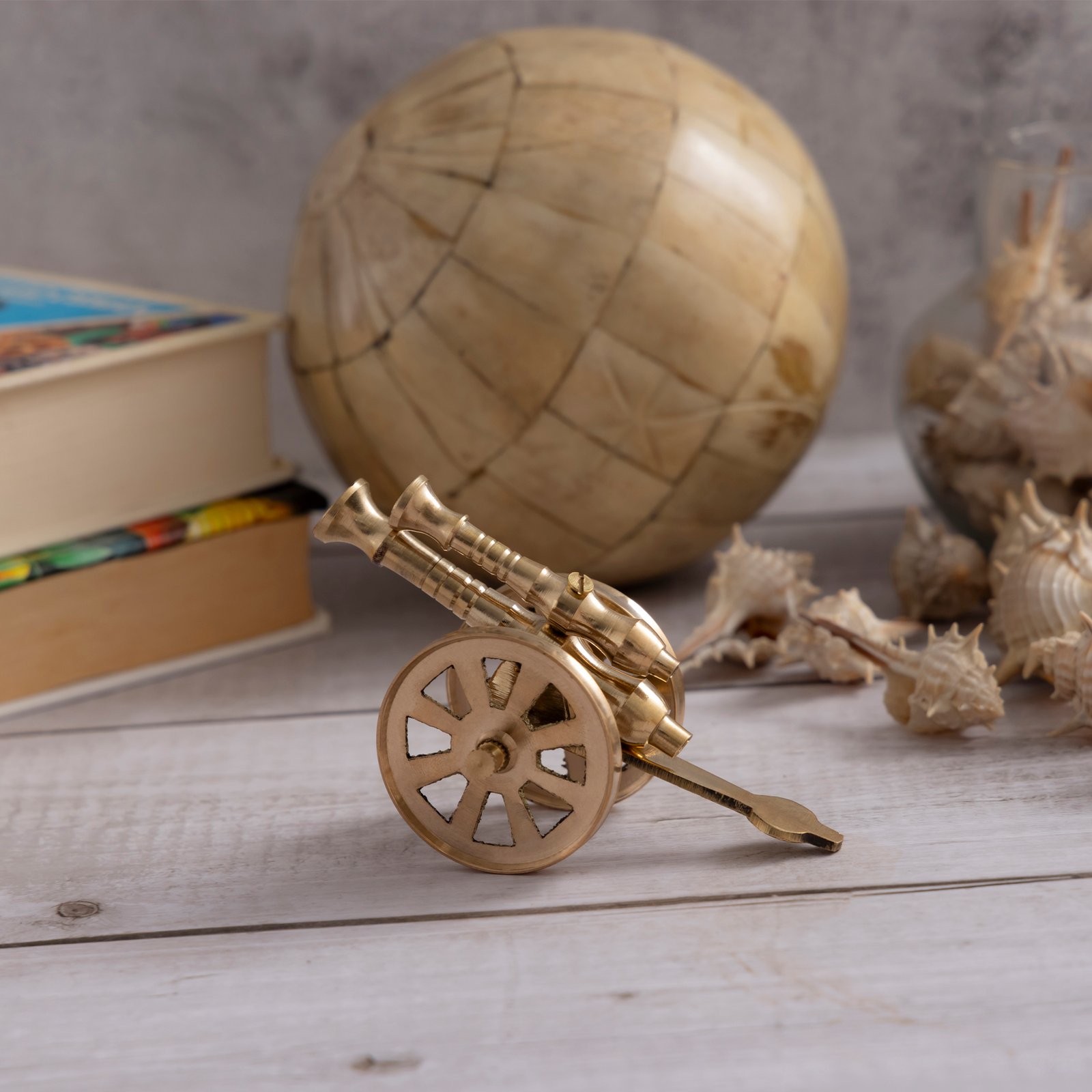 Decowill Pure Brass Cannon | Brass Showpiece | LxWxH - 11cmx6cmx6cm photo 5