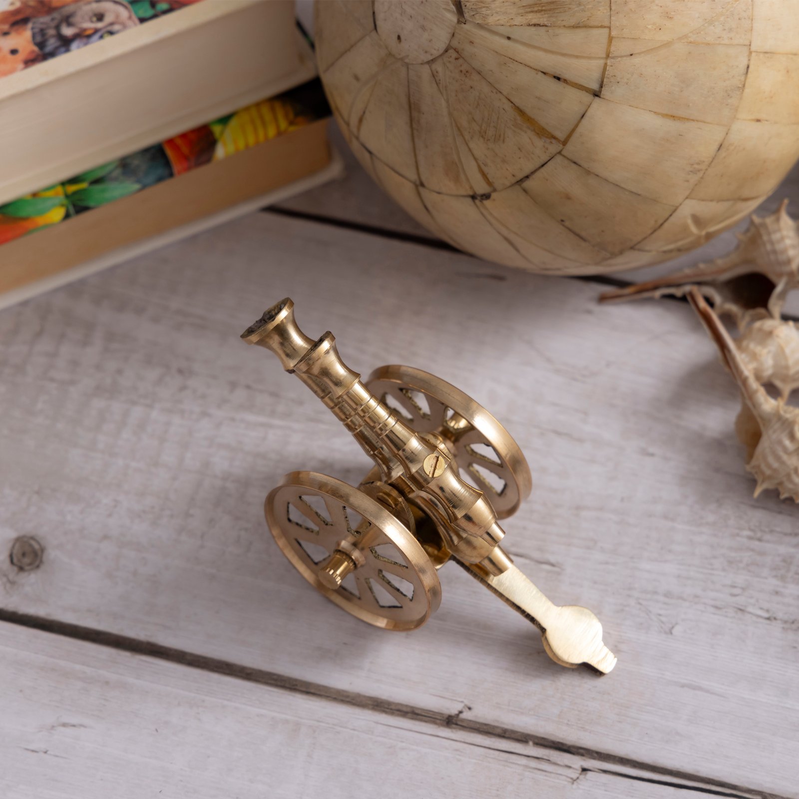 Decowill Pure Brass Cannon | Brass Showpiece | LxWxH - 11cmx6cmx6cm photo 6