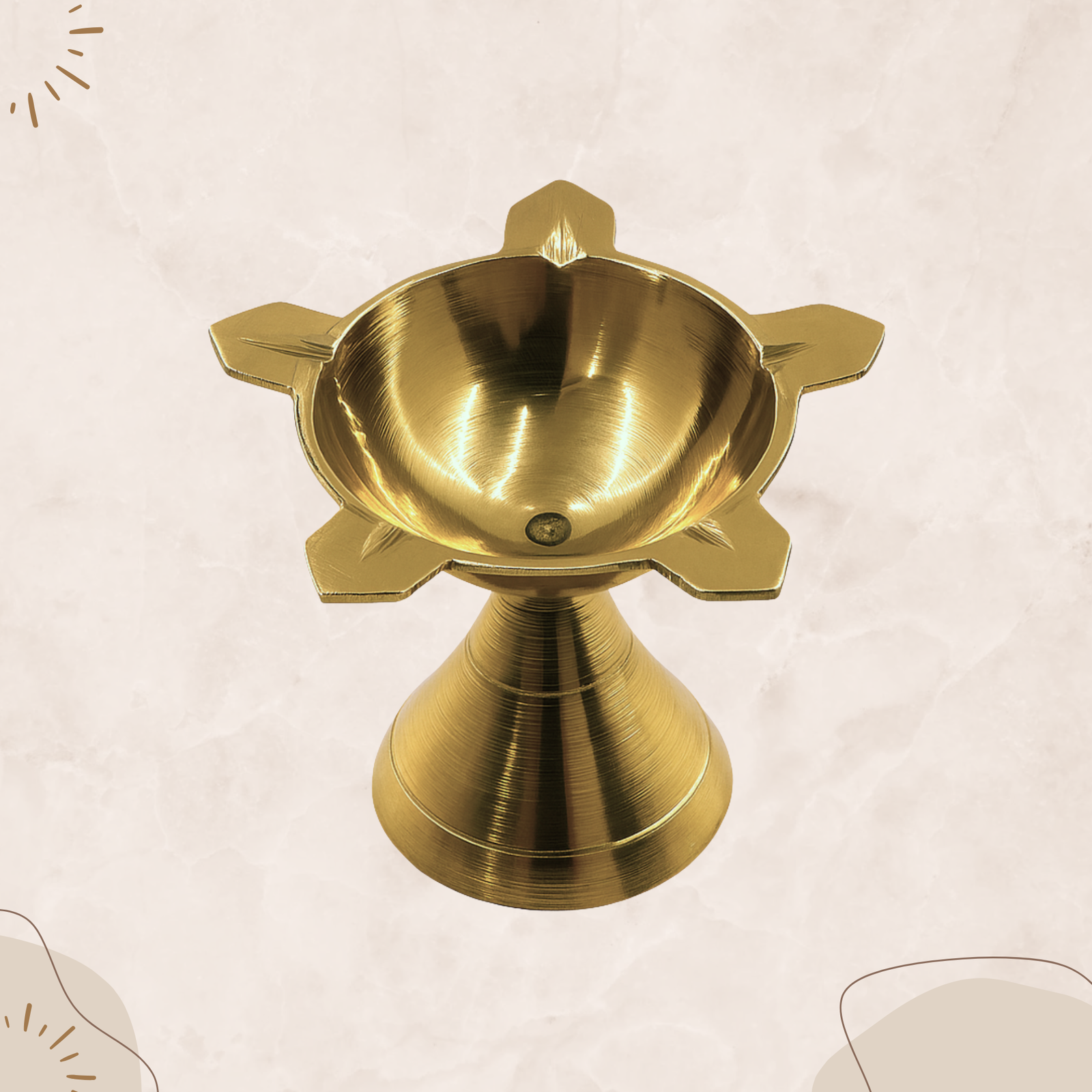 Decowill Pure Brass Panchmukhi Diya | Diya for Pooja | photo 3