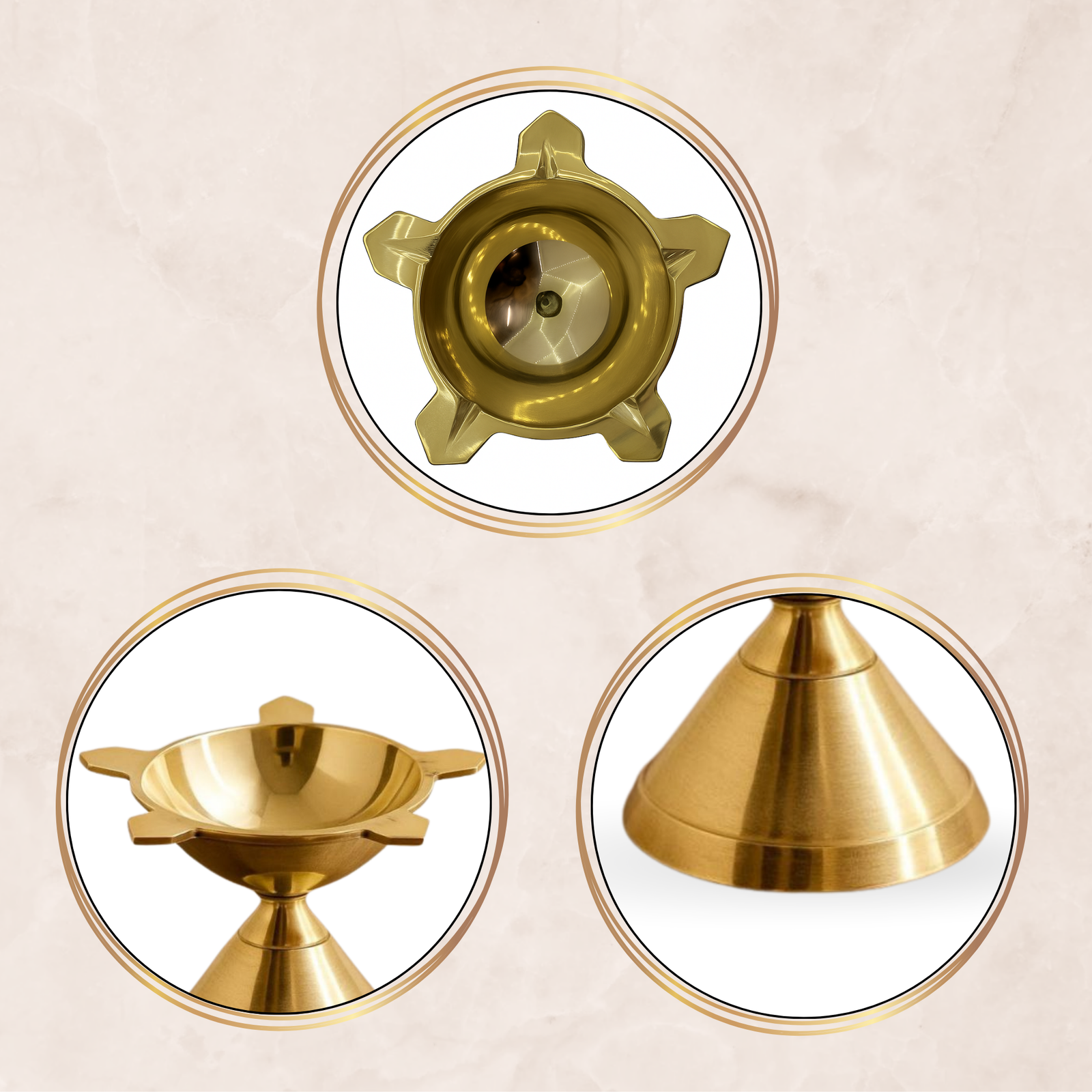 Decowill Pure Brass Panchmukhi Diya | Diya for Pooja | photo 5