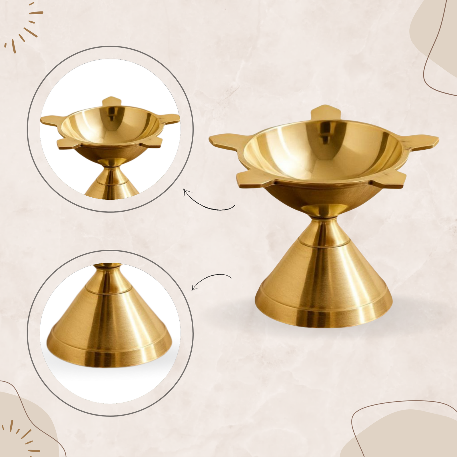 Decowill Pure Brass Panchmukhi Diya | Diya for Pooja | photo 6