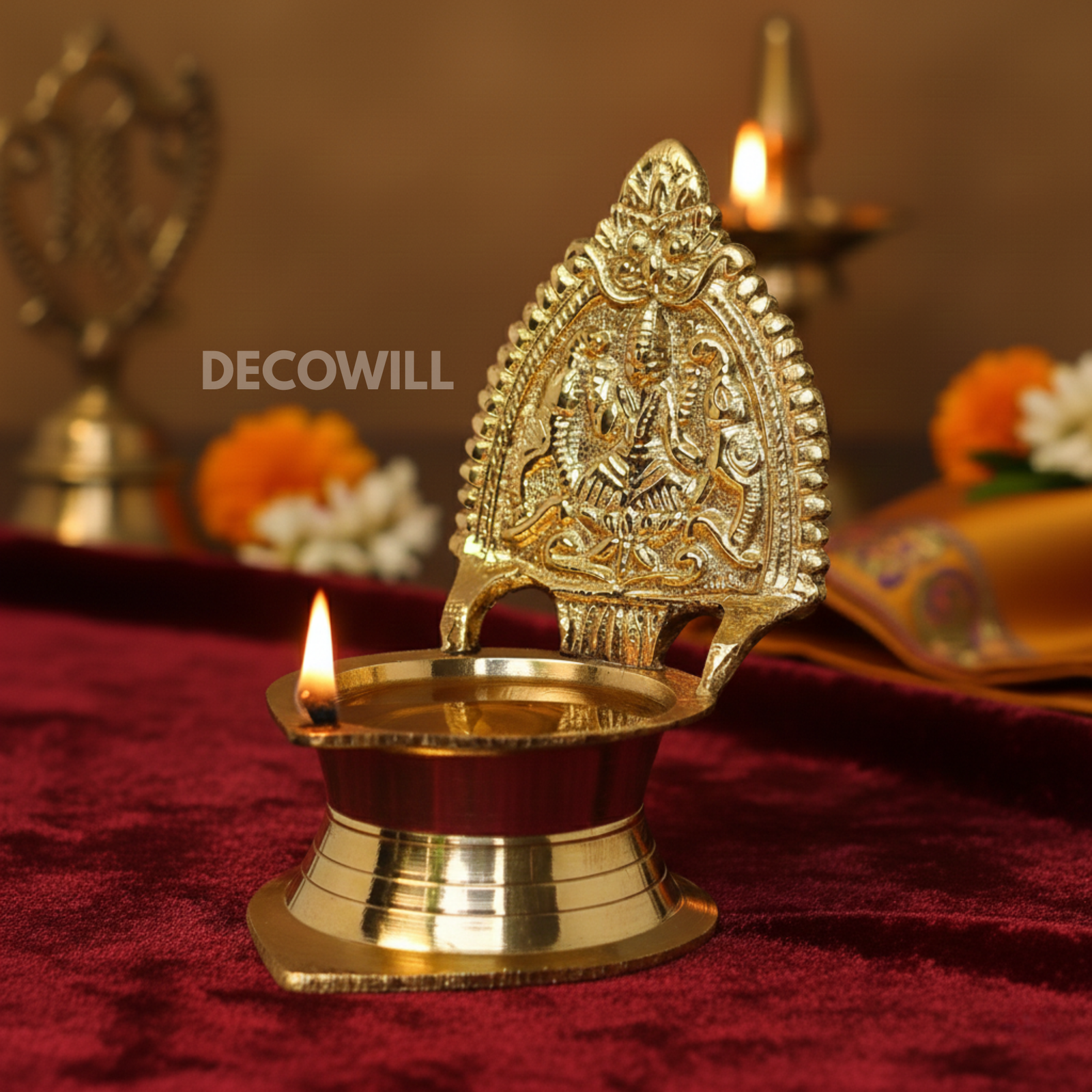 Decowill Pure Brass Kamakshi Devi Diya | Medium | Deepak for Pooja