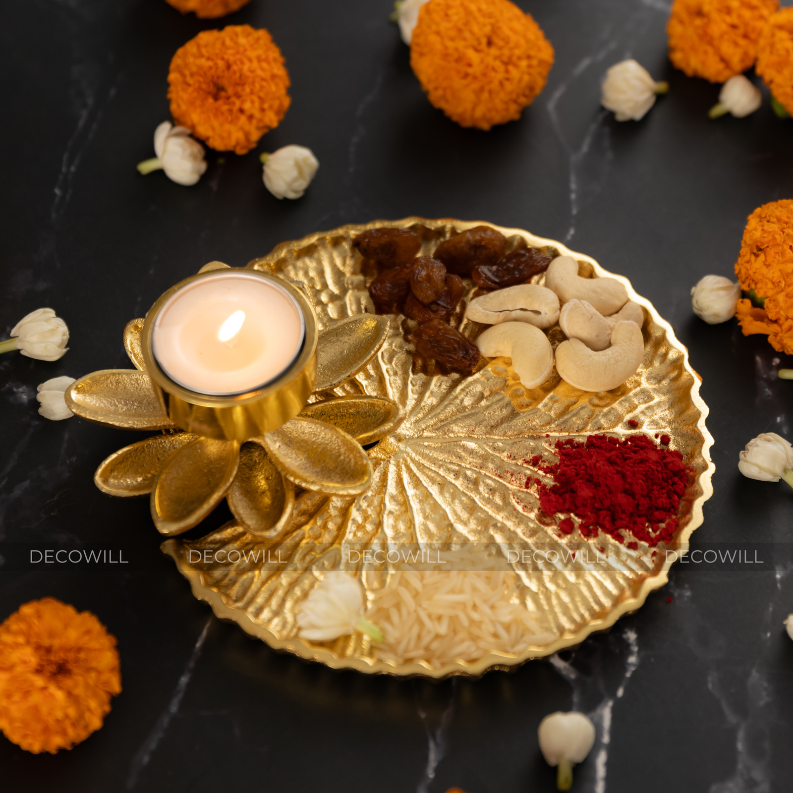 Decowill Tealight Candle Holder | Kalpvriksh Design | LxWxH - 17cmX15cmX5cm | Weight - 300g