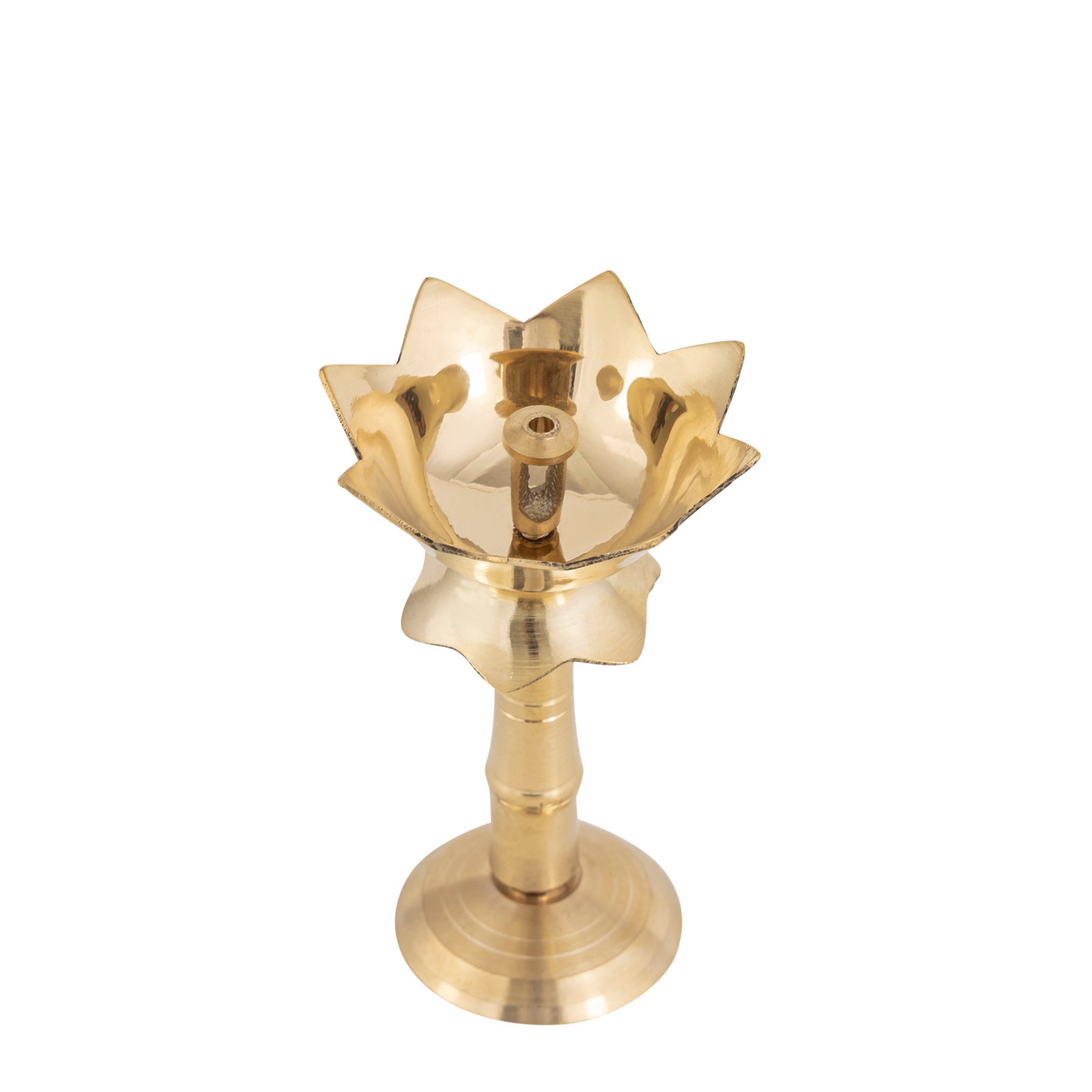 Decowill Brass Lotus Akhand Diya with Stand Pack of 2 photo 4