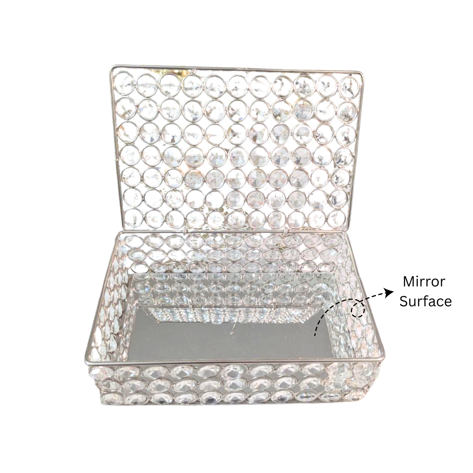 Decowill Crystal Diamond Jewellery Box | Luxury Storage Box with Mirror Base photo 5