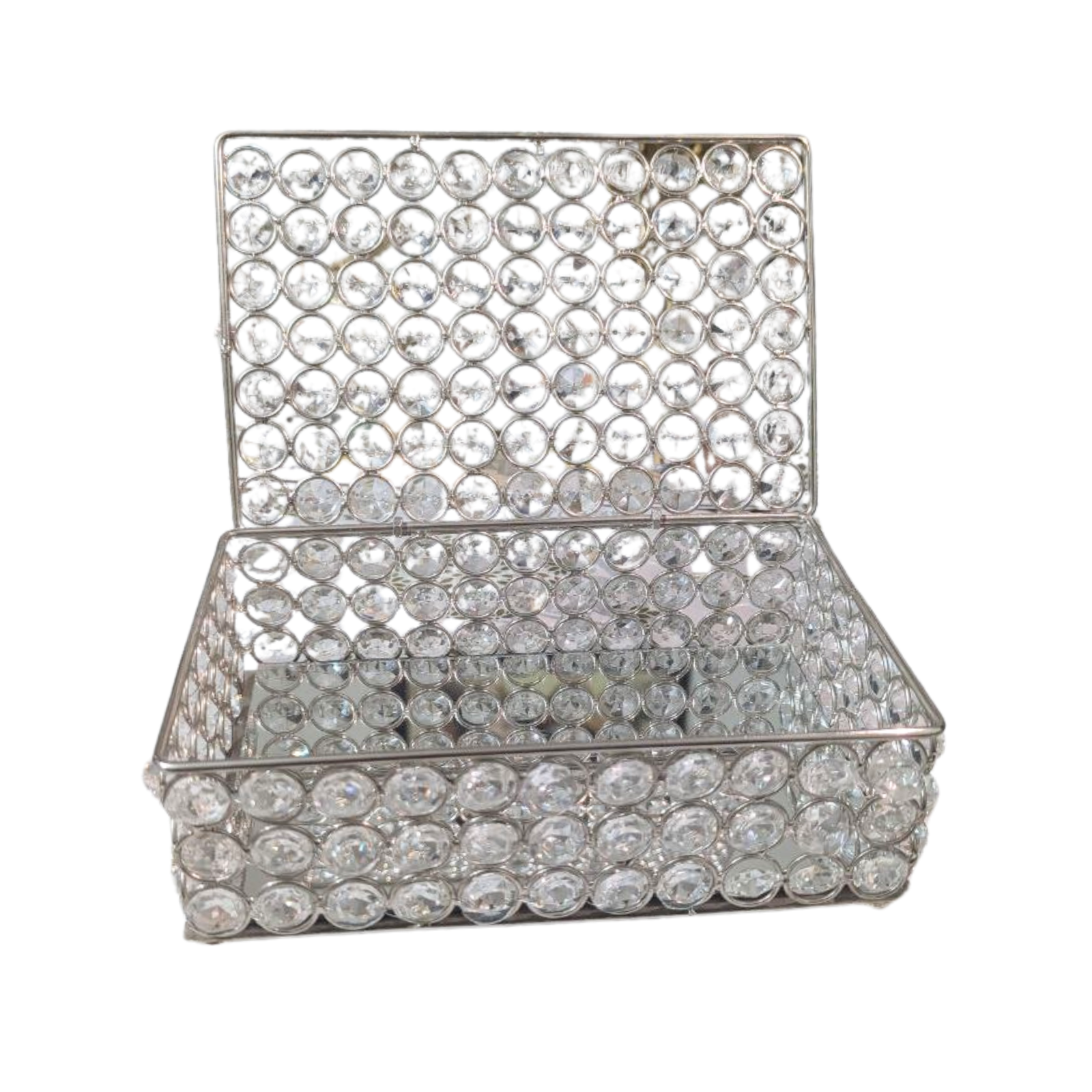 Decowill Crystal Diamond Jewellery Box | Luxury Storage Box with Mirror Base photo 3