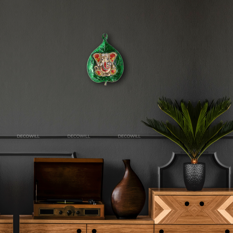 Brass Ganesh Wall Hanging (Green)