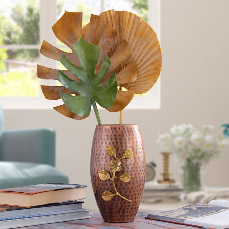 Brass Flower Vase Copper Dholak Shape