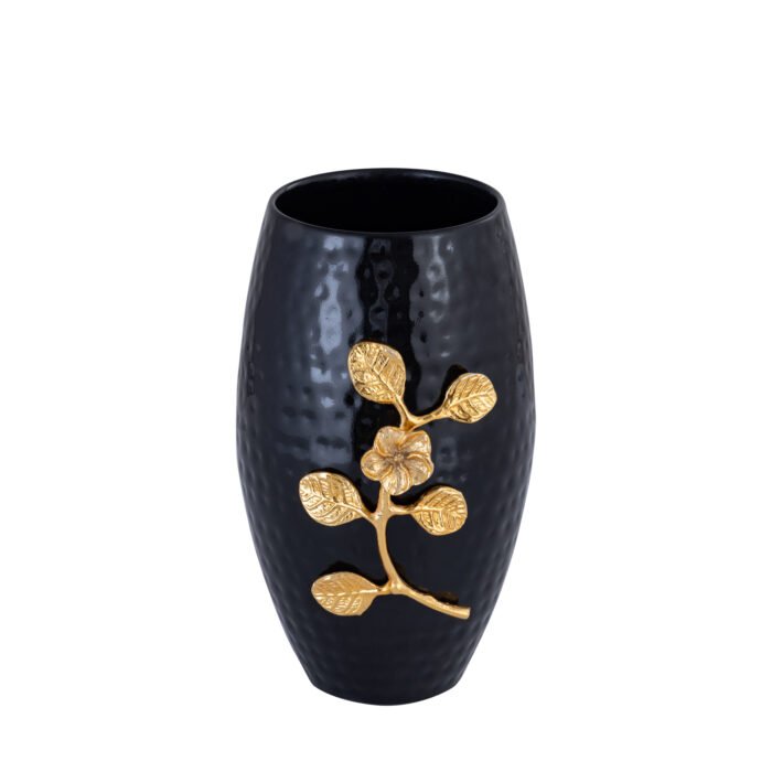 Brass Flower Vase Black Dholak Shape