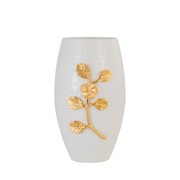 brass flower vase white dholak