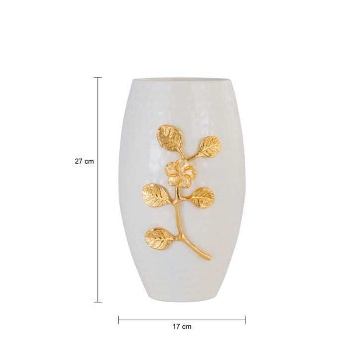 brass flower vase white dholak
