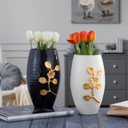 Brass Flower Vase Combo Black & White
