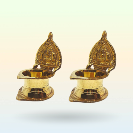 Decowill Pure Brass Kamakshi Devi Diya Pack of 2