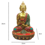 Decowill Brass Buddha Statue with Stone Work