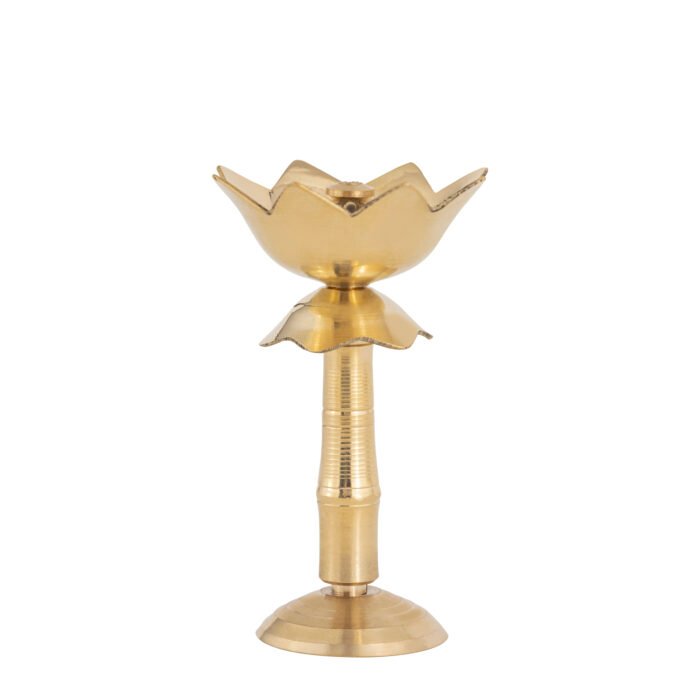 Brass Lotus Akhand Diya with Stand Pack of 2