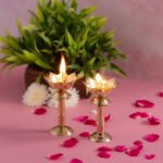 Brass Lotus Akhand Diya with Stand Pack of 2