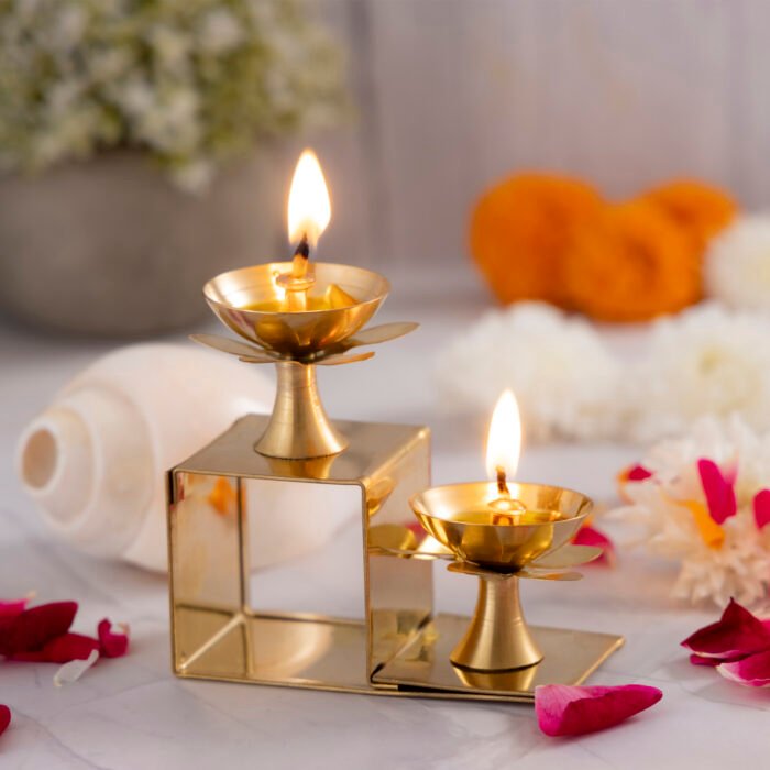 Brass Step Diya for Puja 2 Step