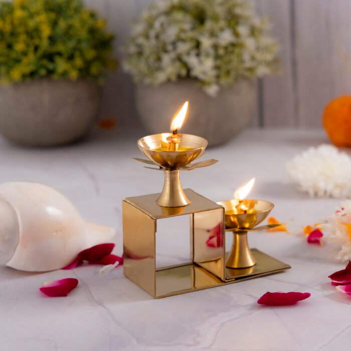 Brass Step Diya for Puja 2 Step