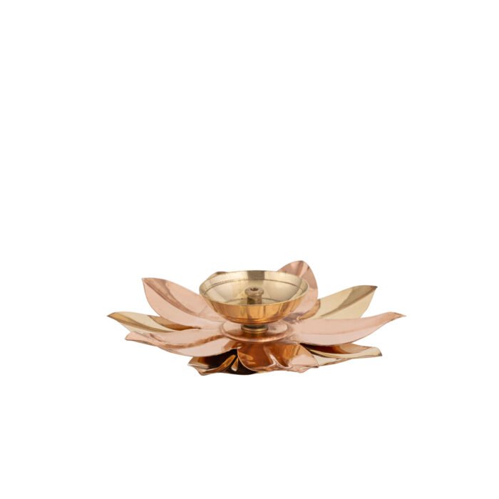 Brass Akhand Diya with Lotus Leafs