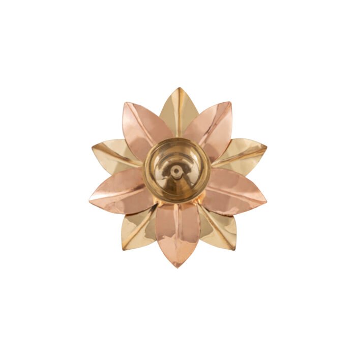 Brass Akhand Diya with Lotus Leafs