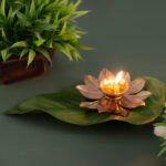 Brass Akhand Diya with Lotus Leafs