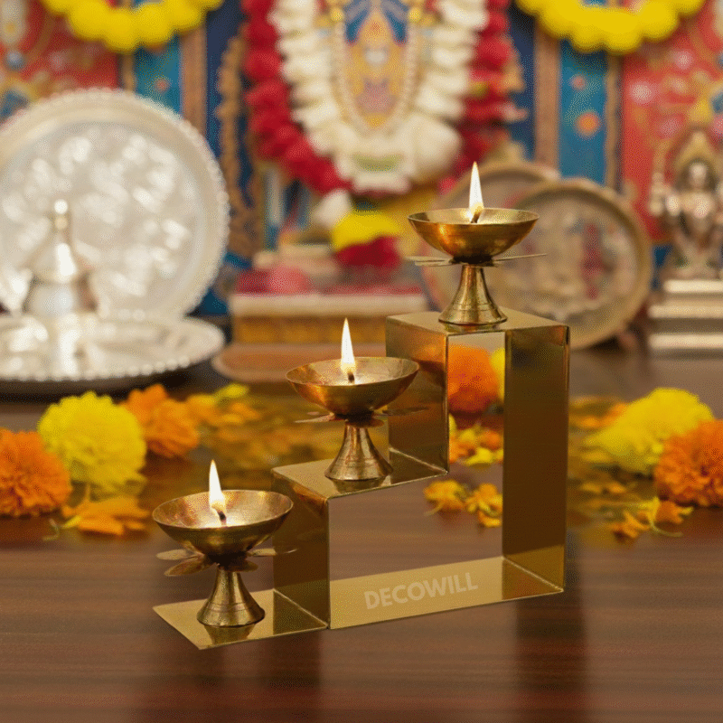Decowill 3 Step Brass Diya