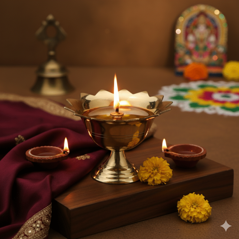 Decowill Brass Devdas Diya | Size 4