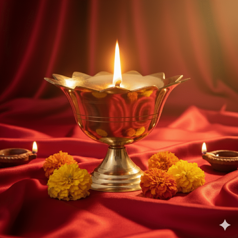 Decowill Brass Devdas Diya | Size 6